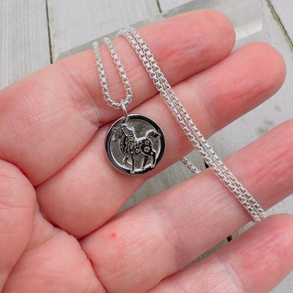 Chinese Zodiac Year of The Horse Pendant Necklace Sterling Silver - Picture 7 of 8